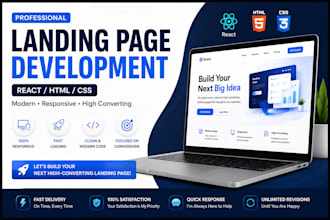 build a responsive react landing page website