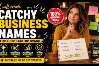 create business names, brand names, business slogans, taglines, and brand logo