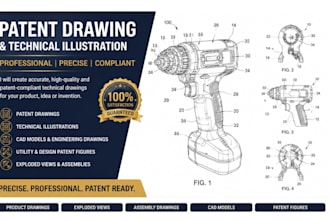 utility patent figures engineering cad drafting technical illustration cad