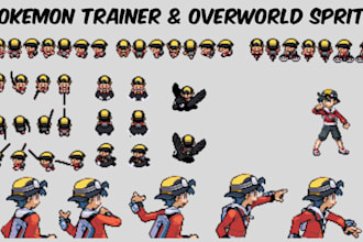 create custom pokemon trainer, battle and overworld sprite sheet for fan games