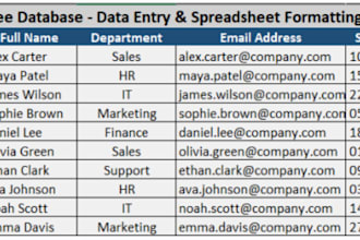 organise and format spreadsheets