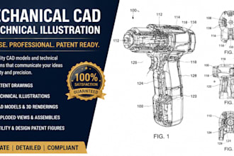 patent drawing mechanical cad technical illustration engineering drawing