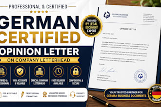 provide german certified opinion letter on company letterhead