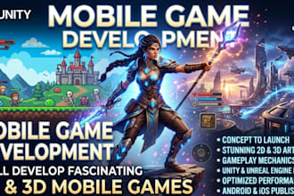 develop 2d and 3d mobile games in unity or unreal engine