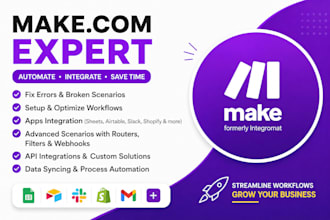 fix make com, made com, setup make com automation, make automation, make expert