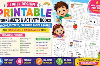 make kids activities book for alphabet letters tracing, word tracing, dot to tot