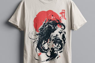 japanese t shirt illustration and t shirt design