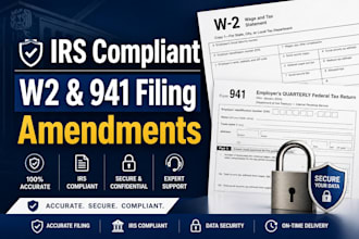 prepare or amend irs payroll taxes w2, w3, w4, 941, 940, 943, 944, and 1099