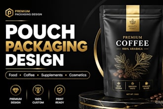 premium packaging and label design pouch, bottle, sack and mockups