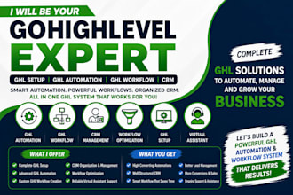setup and manage gohighlevel website, landing page, email sms automation, funnel