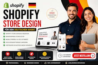 design, redesign german shopify store setup, shopify deutsch dropshipping store