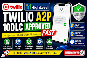 fix twilio a2p 10dlc approval, gohighlevel SMS compliance setup