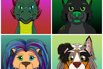 draw your fursona, animal character or furry oc anthro or feral