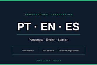 translate portuguese, english and spanish content accurately