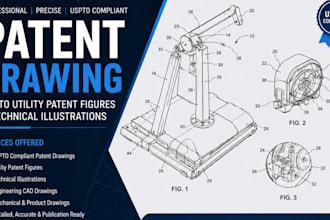 technical patent figures cad illustration utility patent engineering cad