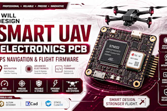 design smart uav electronics pcb, gps navigation and flight firmware and layout