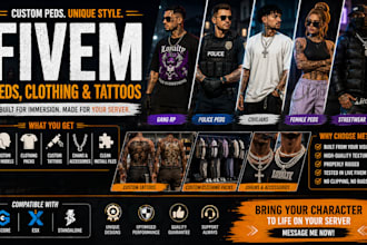 create custom fivem ped, clothing pack, and tattoos for your gta server