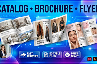 design product  catalog, magazine layout, real estate brochure canva workbook