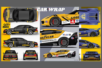 design sports car wrap, racing car wrap and livery wrap with print ready files
