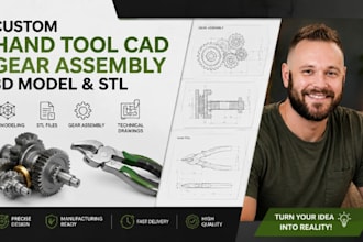 custom hand tool cad, hardware stl, gear assembly 3d prototype model