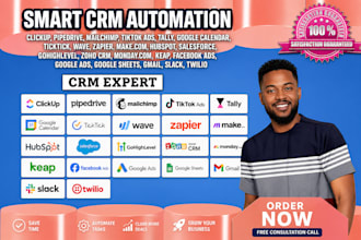 integrate  make clickup pipedrive mailchimp tiktok lead gen google calendar wave