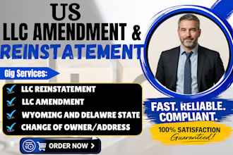do llc amendment, llc reinstatement, llc name address change, ownership transfer
