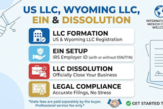 do US llc formation, wyoming llc, ein, and llc dissolution