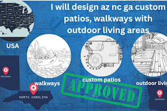 design az nc ga custom patios, walkways with outdoor living areas