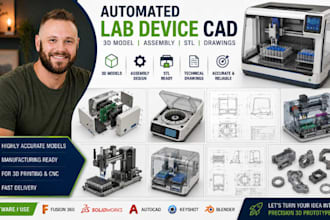 automated lab device cad, scientific instrument stl, assembly 3d prototype model