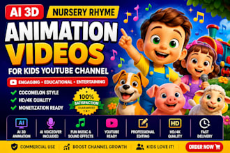 create ai 3d nursery rhymes animation videos for kids youtube channel