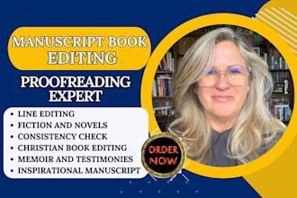 line edit and proofread christian book, novel, copy editing for your manuscript