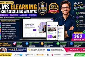develop lms elearning website course selling website for schools universities