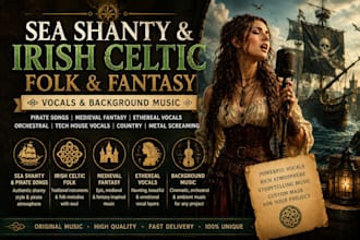 create sea shanty irish celtic folk fantasy vocal background music pirate song