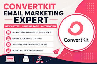 design convertkit email marketing, newsletter, landing page and automation