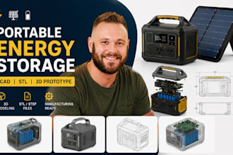 portable energy storage cad, battery pack stl, solar kit 3d prototype model