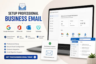 setup business email on google workspace office 365 outlook