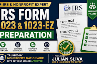 prepare irs form 1023 or 1023 ez for nonprofit approval