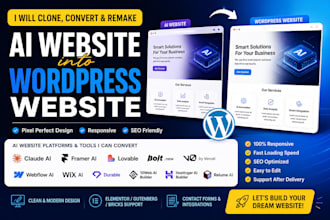 clone, convert, remake ai website into wordpress website