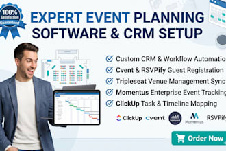 setup event management platforms crm via webex eventbrite cvent ivvy vfairs expo