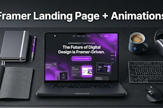 build a framer landing page with scroll effects and hover animations
