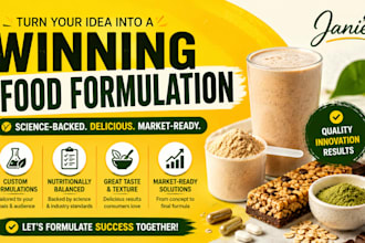create food formulation, supplement and beverage recipe development
