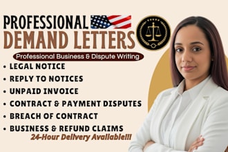 draft a demand letter, cease and desist, and legal letter as a US lawyer