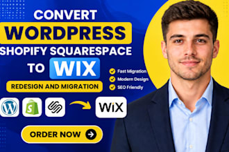 convert wordpress shopify squarespace website to wix redesign and migration