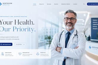 design a hospital, pharmacy and healthcare booking website