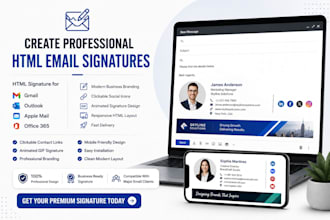 design clickable HTML email signature for gmail outlook and apple mail