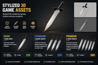 create stylized 3d weapons and game assets