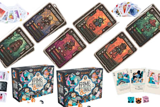 draw card game design, card game art, board game design, box design, rule book