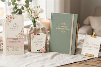 design christian affirmation card or scripture flashcards and prayer journal