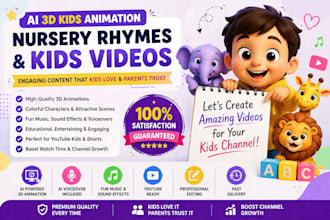 professional 3d ai kids animation and nursery rhyme videos