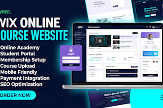 design wix online course website, elearning website and online academy